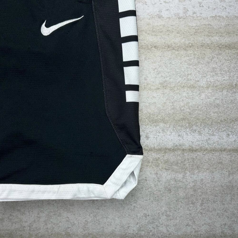 Vintage Y2K Nike Elite Shorts Youth L Jet Black Polyester White Swoosh - Picture 3 of 4